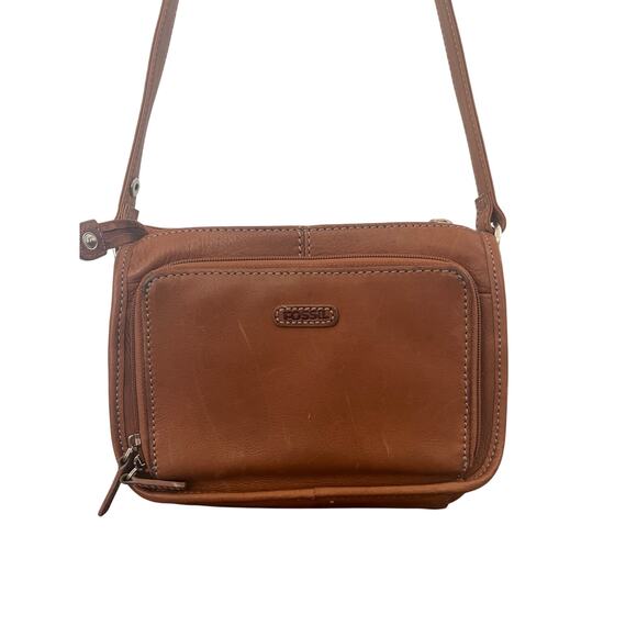 VTG Fossil Leather Purse Shoulder Bag Camel Tan Wallet Boho Indie Classic AA25 - Picture 1 of 10